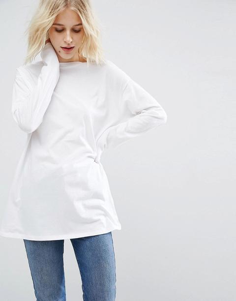 Asos - Maglia Lunga A Maniche Lunghe - Bianco