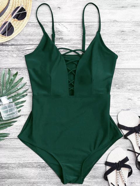 Crisscross Plunge One-piece Swimsuit