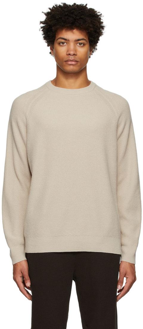 Theory Beige Cashmere Waffle Knit Sweater