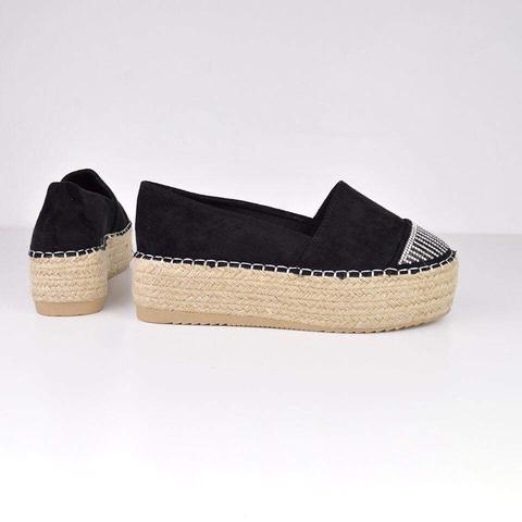 Sahara - Diamond Flatform Espadrille In Black