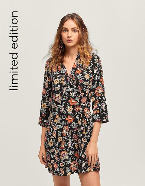 Robe Portefeuille Manches 3/4 Noir