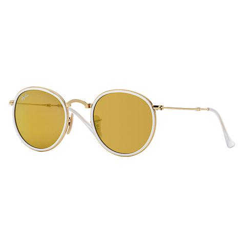 Ray Ban Round Folding Unisex Sunglasses Lenti: Giallo, Montatura: Oro - Rb3517 001/93 51-22