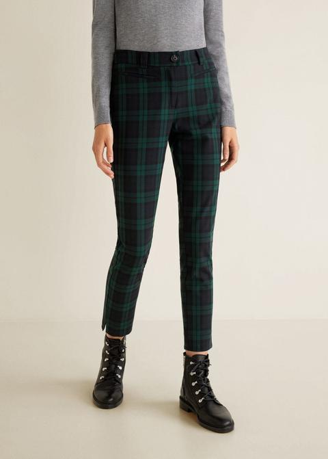 Straight Checkered Trousers