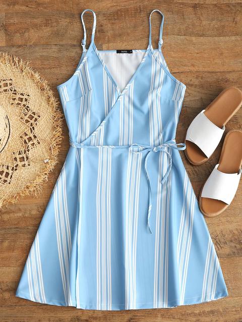 Vestito Mini Avvolgente A Righe