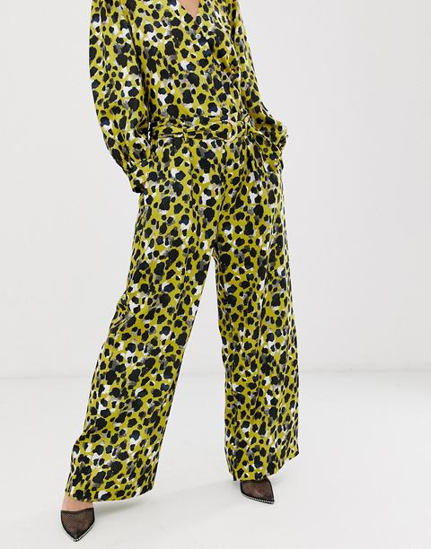 Closet Paperbag Trousers In Lime Print-multi