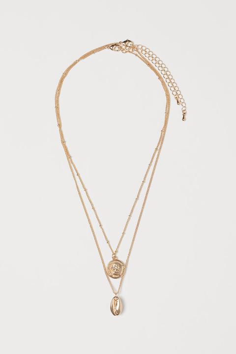 H & M - Collane Con Pendente, 2 Pz - Oro