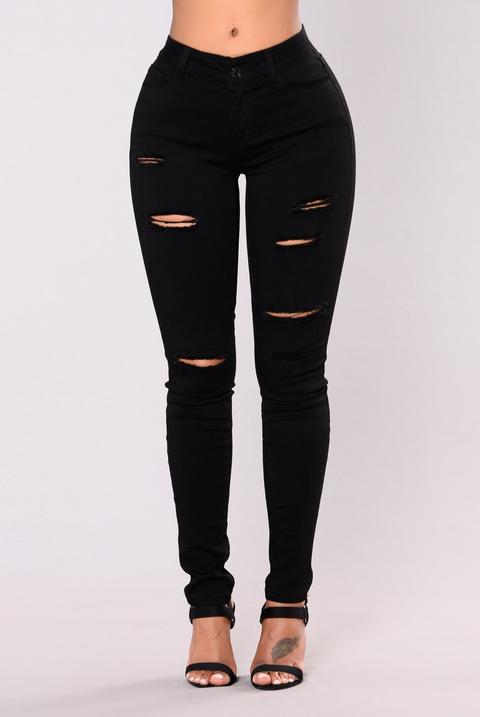 Sassy Distress Jeans - Black