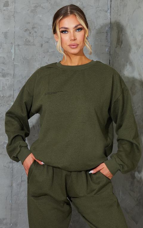 Prettylittlething Khaki Est 2012 Oversized Sweatshirt