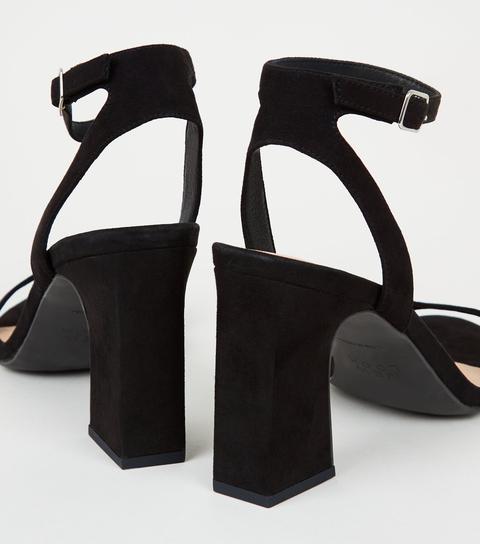 Black Suedette 2 Part Block Heels New Look