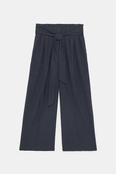 Plaid Culottes With Belt from Zara on 21 Buttons