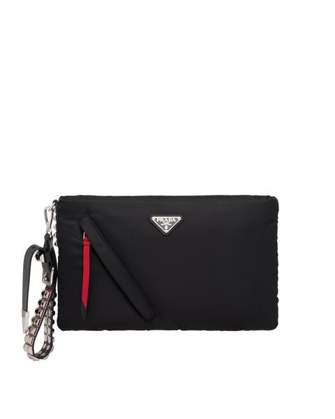 Bolso De Mano Nailon Negro Piel Y Tachas