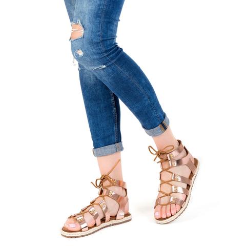 Sandalias De Mujer En Piel Cobre Catrina