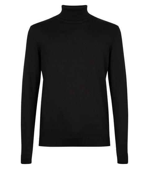 Men's Black Ribbed Roll Neck Jumper New Look