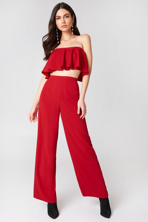 Linn Ahlborg X Na-kd Solid Wide Pants - Red