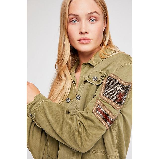 Free people embellished military shirt clearance jacket