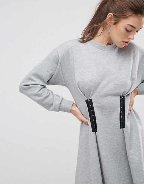 Vestido Estilo Sudadera Con Detalle De Corchetes En La Cintura De Asos