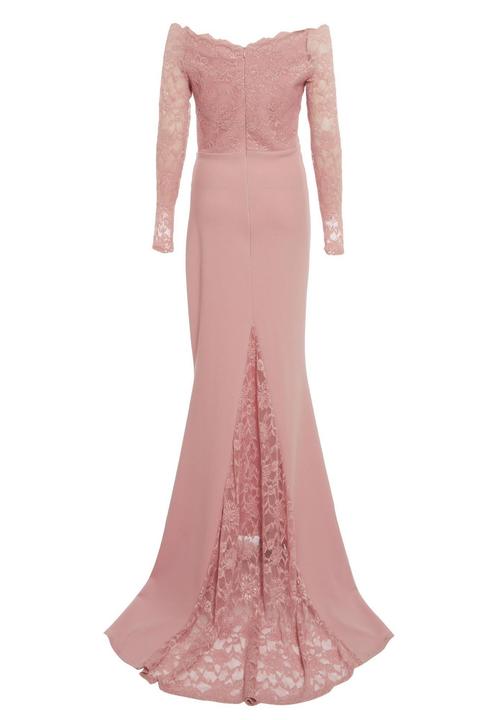 pink lace fishtail maxi dress