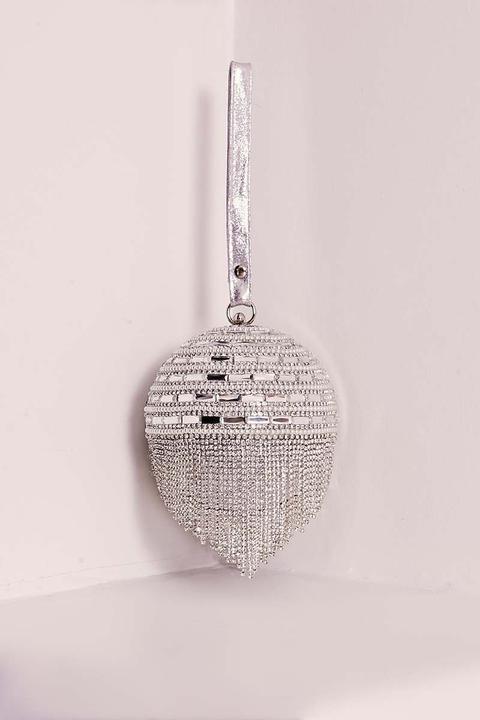 Silver Bags - Silver Diamante Embellished Sphere Bag