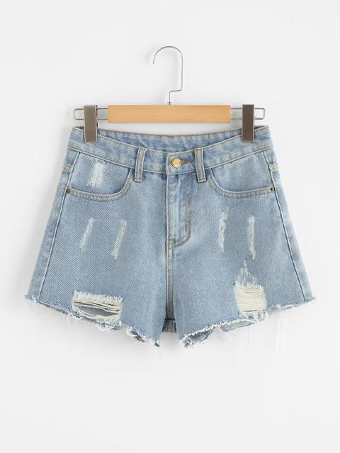 Shorts In Denim Con Orlo Grezzo