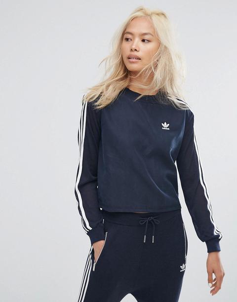 Sudadera Azul Marino Con Tres Rayas De Adidas Originals