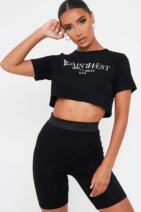 Black Ye Saint West Cropped T Shirt