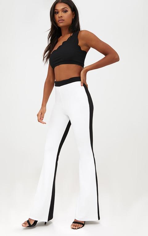 Black Contrast Leg Flared Trousers