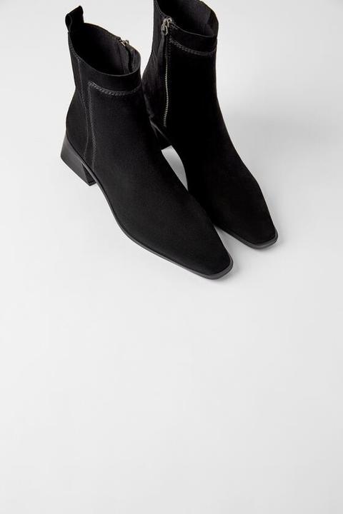 leather heeled ankle boots zara