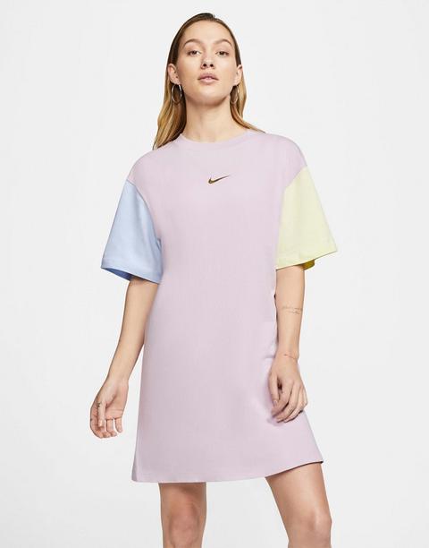 Vestido Tipo Camiseta Con Diseño Colour Block Pastel Con Logo Metalizado Pequeño De Nike-multicolor