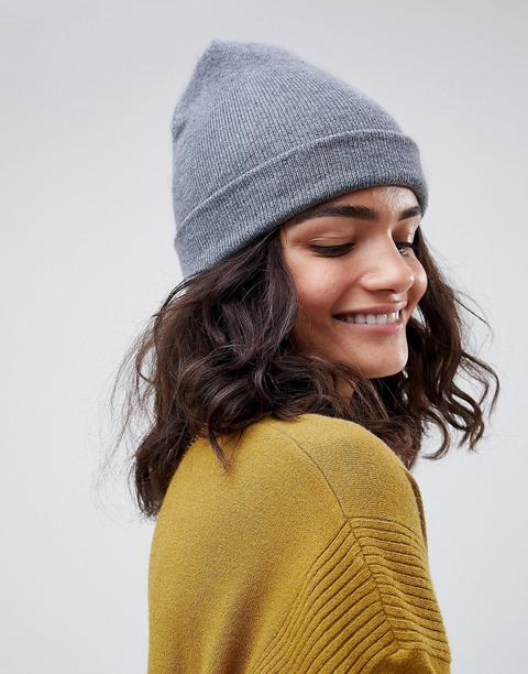 Asos Design - Bonnet À Revers En Polyester Recyclé - Gris