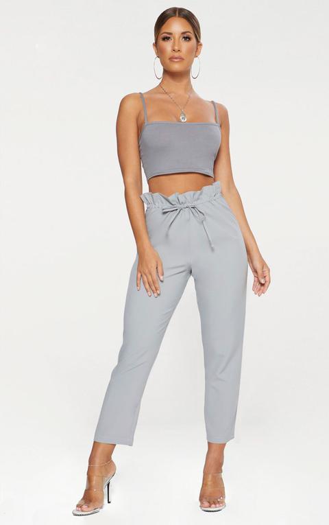 slim leg paperbag trousers