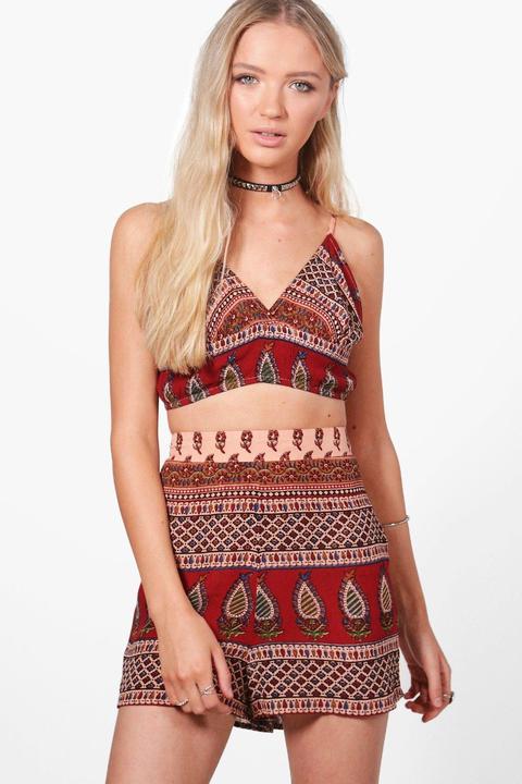 Mia Printed Bralet Short Woven Co-ord