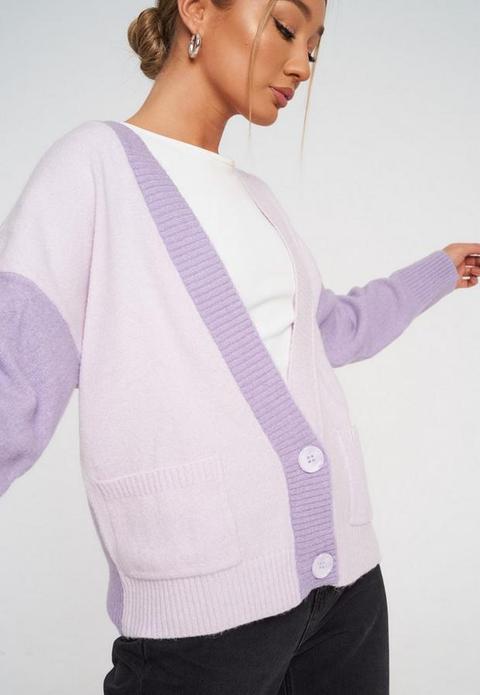 Lilac Colourblock Cardigan, Lilac