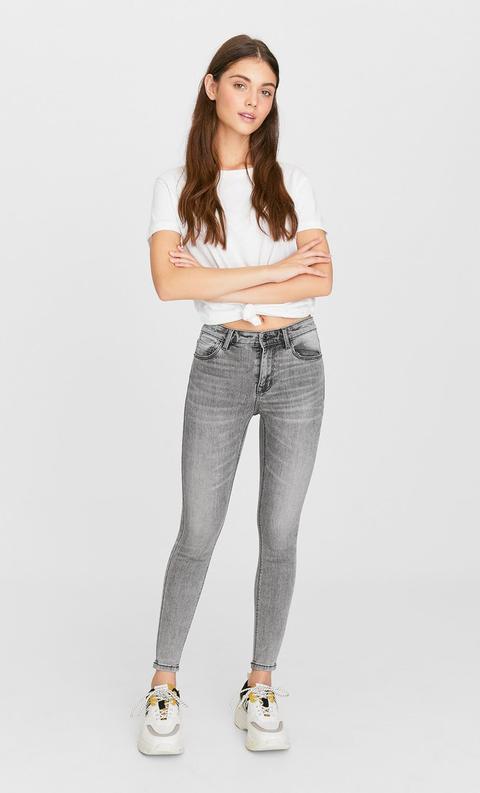 Jeans High Waist Grigio Medio