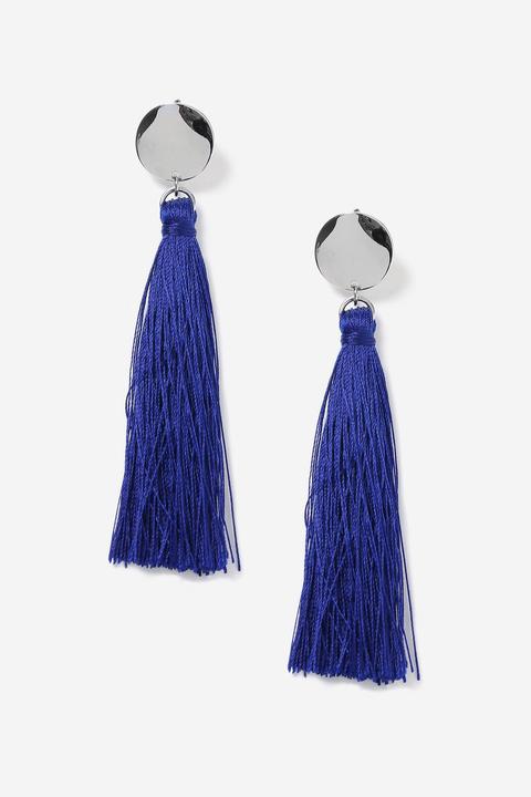 Womens **blue Stud Tassel Drop Earrings - Blue, Blue