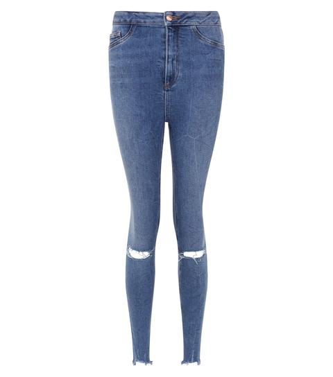 Blue Ripped Knee High Waist Skinny Hallie Jeans