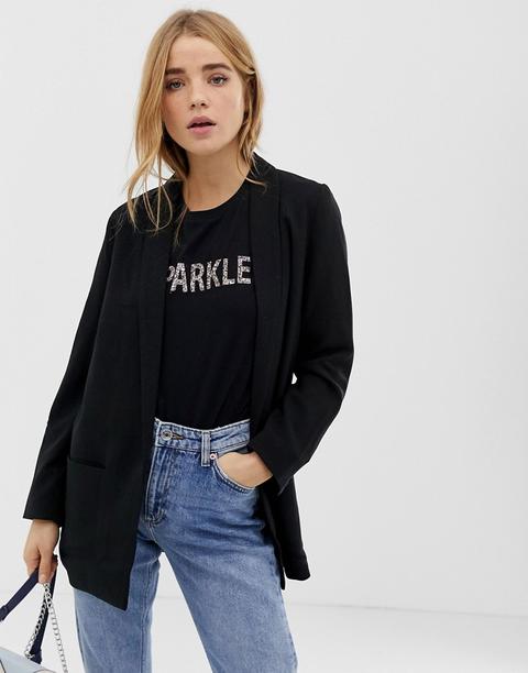 Pimkie - Blazer Sartoriale Allacciato Sul Davanti Nero - Nero