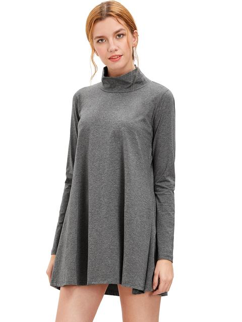 Grigio Pullover Manica Lunga Dress Casual