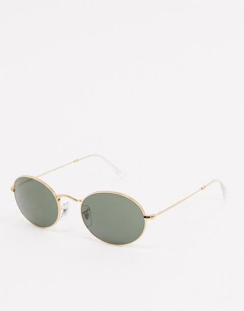 Gafas De Sol Finas Y Ovaladas En Tono Dorado De Rayban