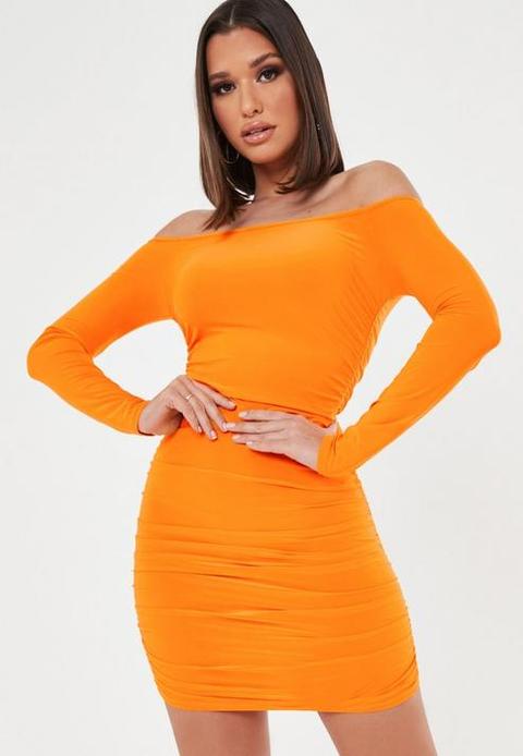 orange long sleeve mini dress