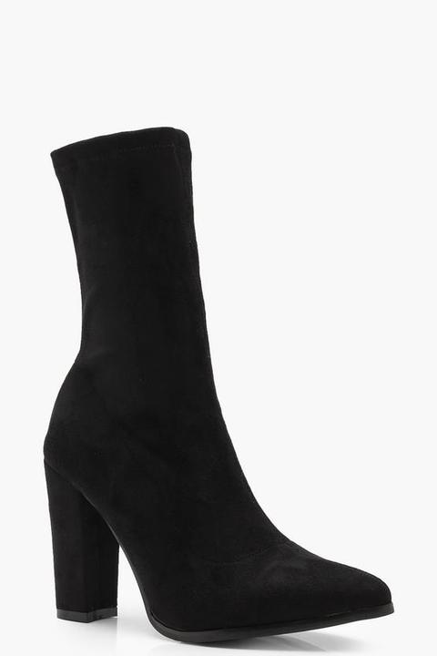 Ella Block Heel Pointed Sock Boots