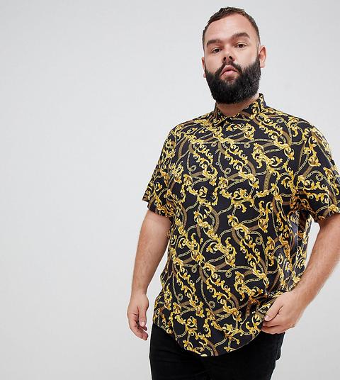 Camisa De Corte Estándar Con Cadena Barroca En Negro De Asos Design