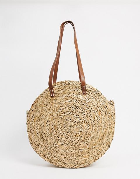 Asos Design Natural Straw Circle Shopper Bag-multi