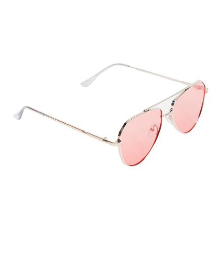 Gafas Tipo Aviador Espejo Rosa