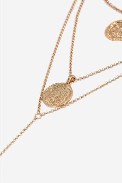 Womens **coin Multi-row Necklace - Gold, Gold