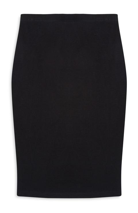 Black Jersey Midi Skirt