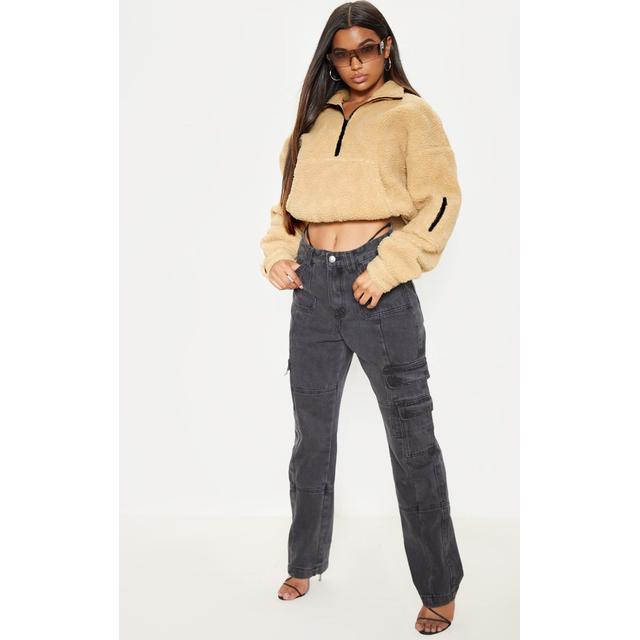 sand oversized zip front sweater