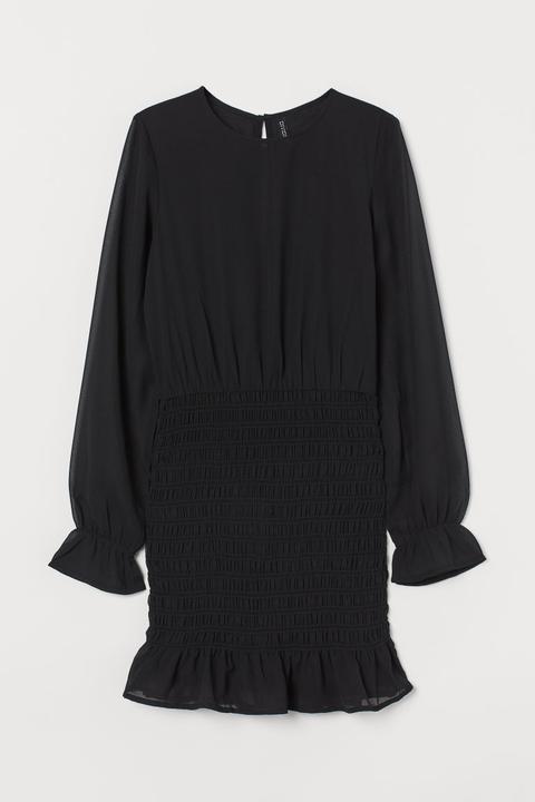 Robe À Smocks - Noir