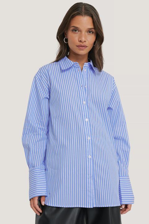 Na-kd Classic Oversized Striped Shirt - Blue