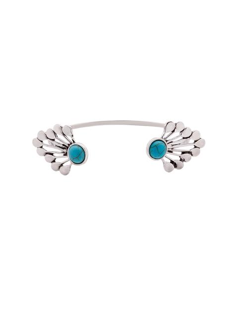 Bracciale Aperto Avvolto Boho Con Turchese Argento