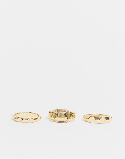 Designb Ring 3 Pack In Gold